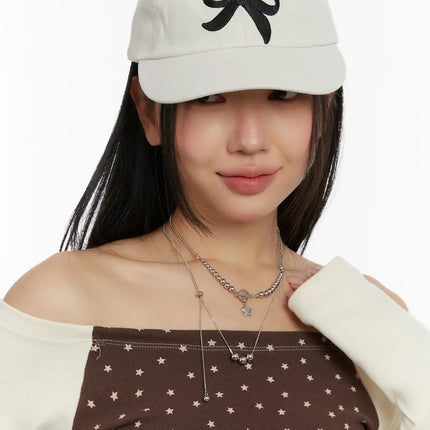 embroidered-bow-camp-cap-id526 / Light beige