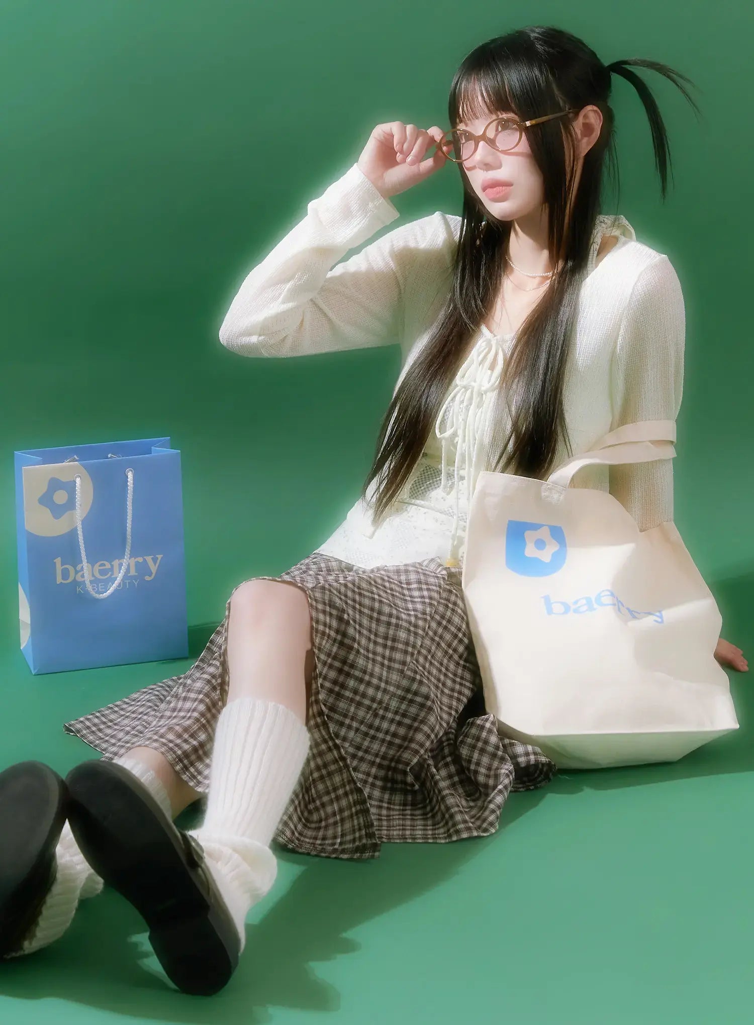 patch-print-halter-tank-and-cardigan-set-cm524 / Light beige