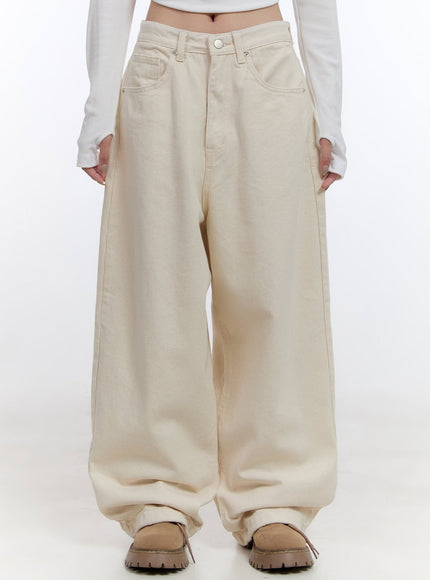 solid-comfort-wide-leg-trousers-co418 / Light beige