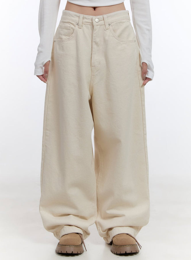 solid-comfort-wide-leg-trousers-co418 / Light beige