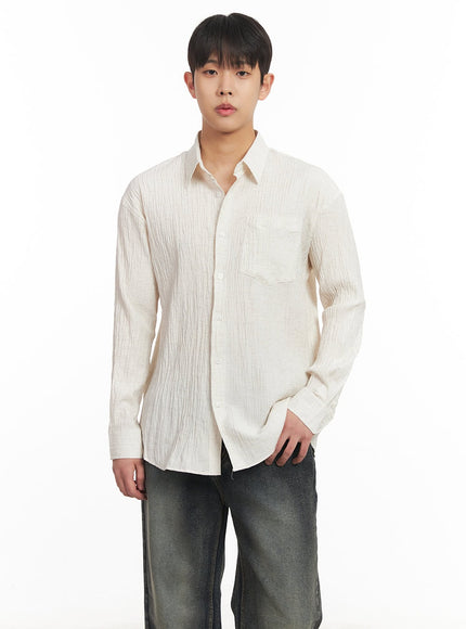 mens-wrinkle-collared-shirt-im514 / Light beige