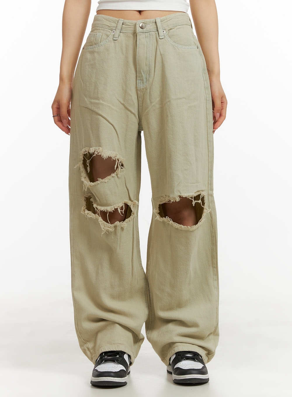 destroyed-baggy-jeans-cy407 / Light beige