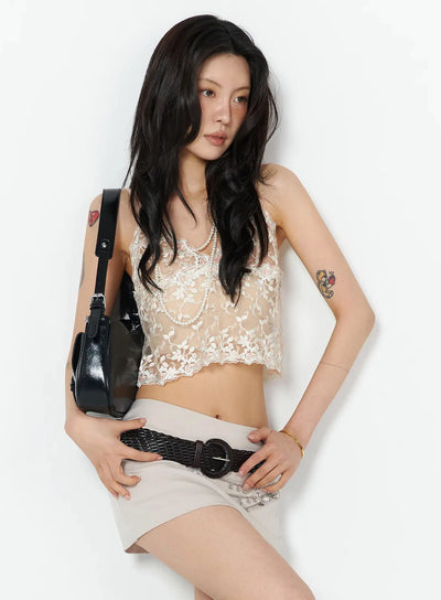 romantic-lace-embroidered-cami-iu509 / Light beige