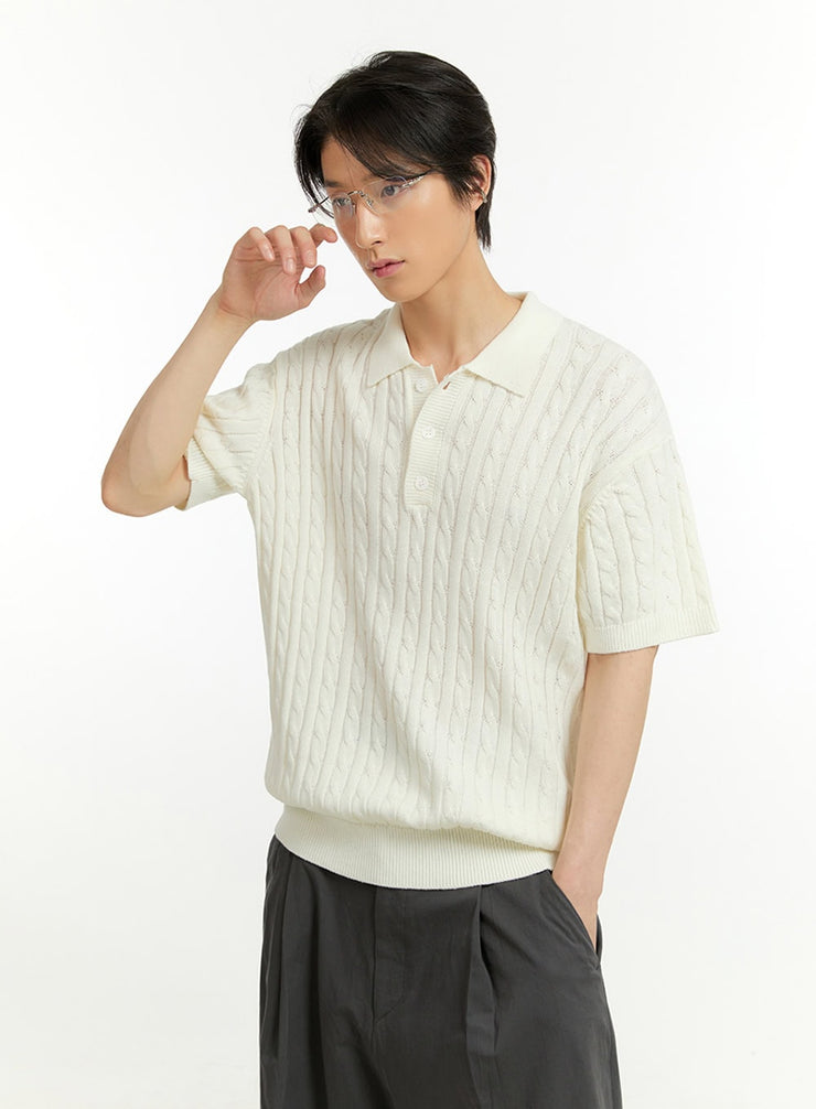 mens-collared-knit-t-shirt-il418 / Light beige