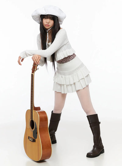 pointelle-layered-ruffle-crop-cardigan-ia523 / Light beige