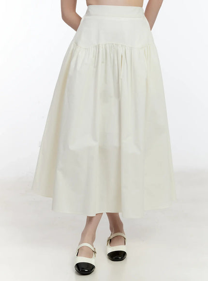 shirred-long-skirt-id510 / Light beige