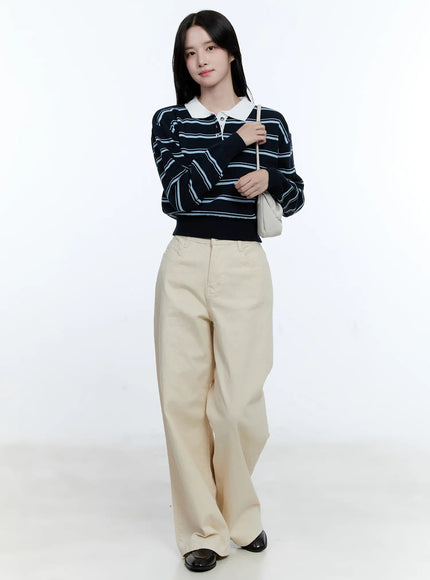 basic-wide-leg-cotton-pants-cg513 / Light beige