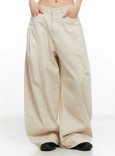 cotton-oversized-wide-leg-pants-ig508 / Light beige