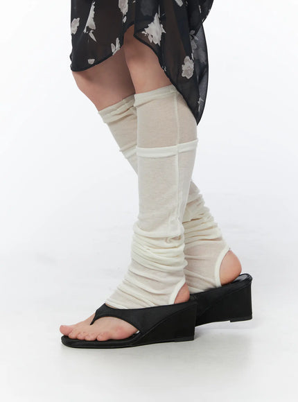 vintage-under-knee-socks-cy508 / Light beige
