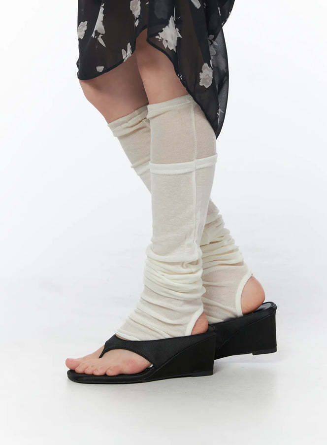 vintage-under-knee-socks-cy508 / Light beige