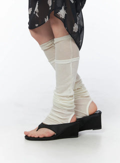 vintage-under-knee-socks-cy508 / Light beige