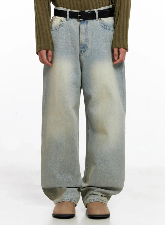 mens-light-fade-wide-leg-jeans-io516 / Light blue