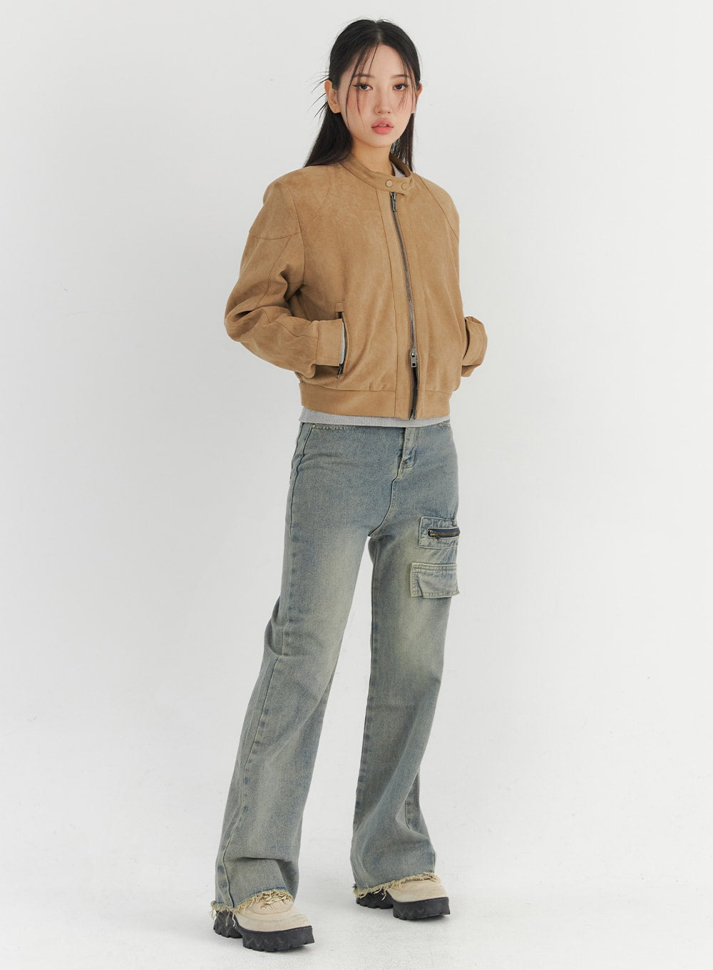Side-Zipper Pocket Jeans CO324 - Korean Women's Fashion | LEWKIN