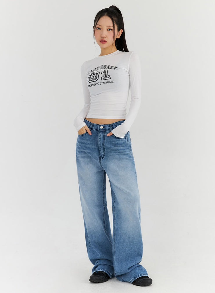 straight-leg-washed-denim-pants-cn315 / Light blue