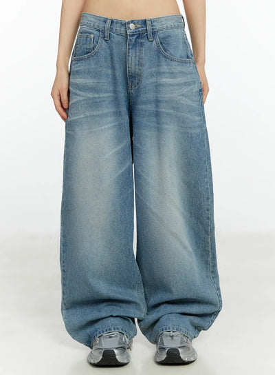 alaiya-washed-baggy-jeans-cf510 / Light blue