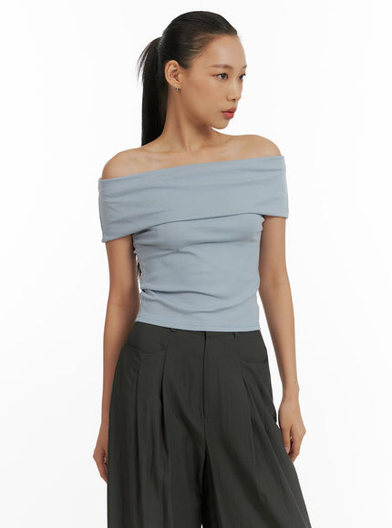 off-shoulder-solid-top-cu414 / Light blue