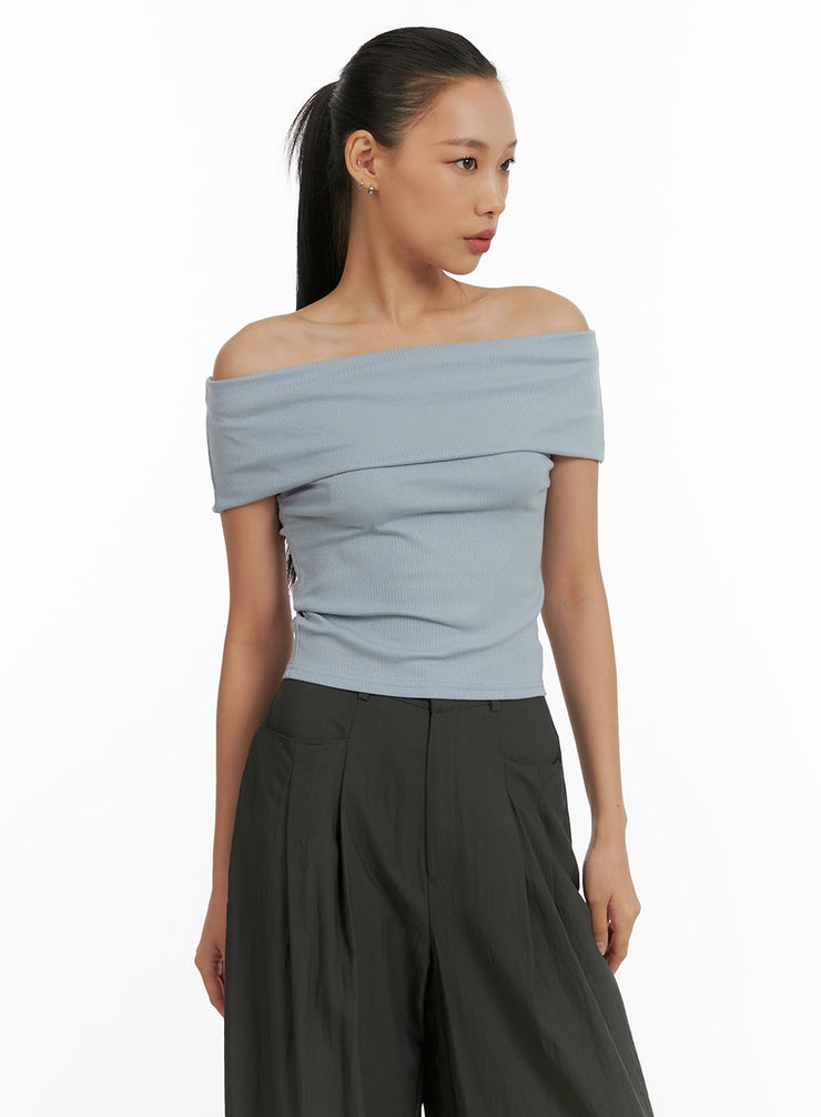 off-shoulder-solid-top-cu414 / Light blue