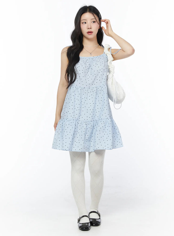 polka-dot-tiered-mini-dress-cy522 / Light blue