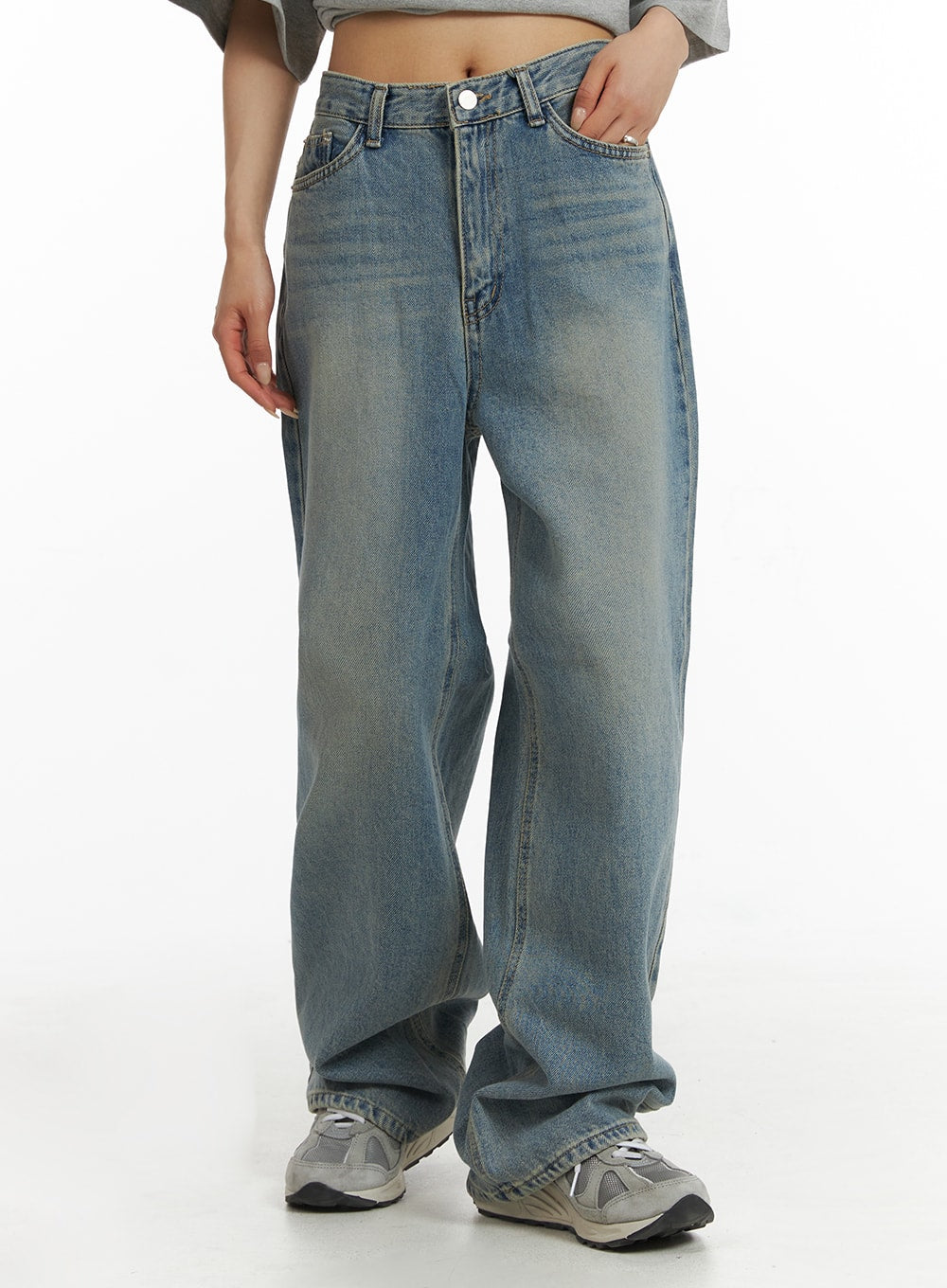 Washed Wide Denim Jeans CF401 - Acubi style | LEWKIN