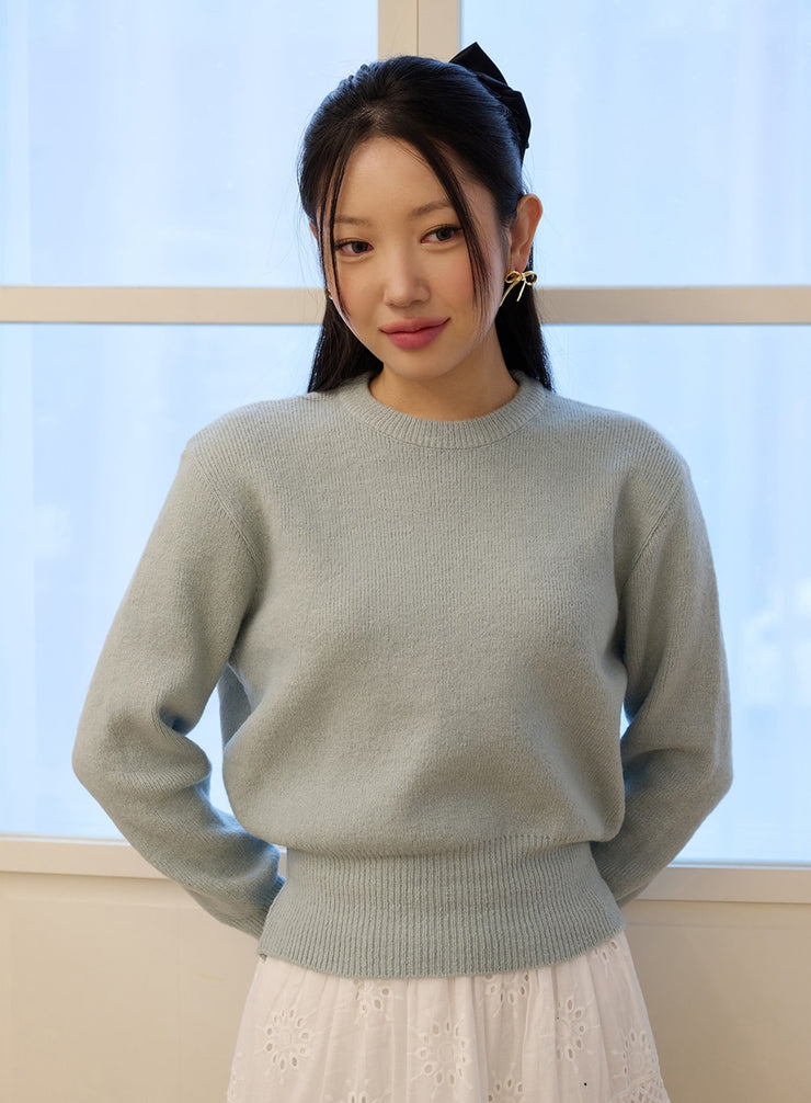 crew-neck-knit-sweater-od327 / Light blue