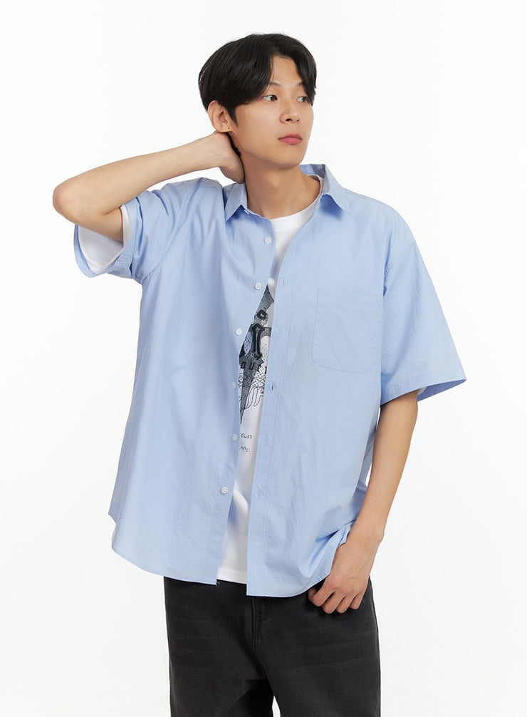 mens-solid-buttoned-shirt-light-blue-iu405 / Light blue