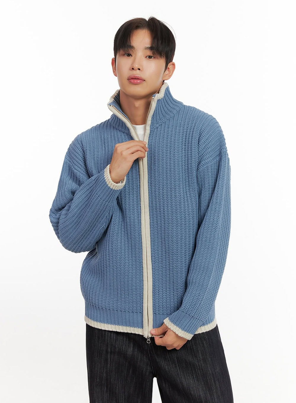 mens-comfort-zip-up-sweater-id406 / Light blue