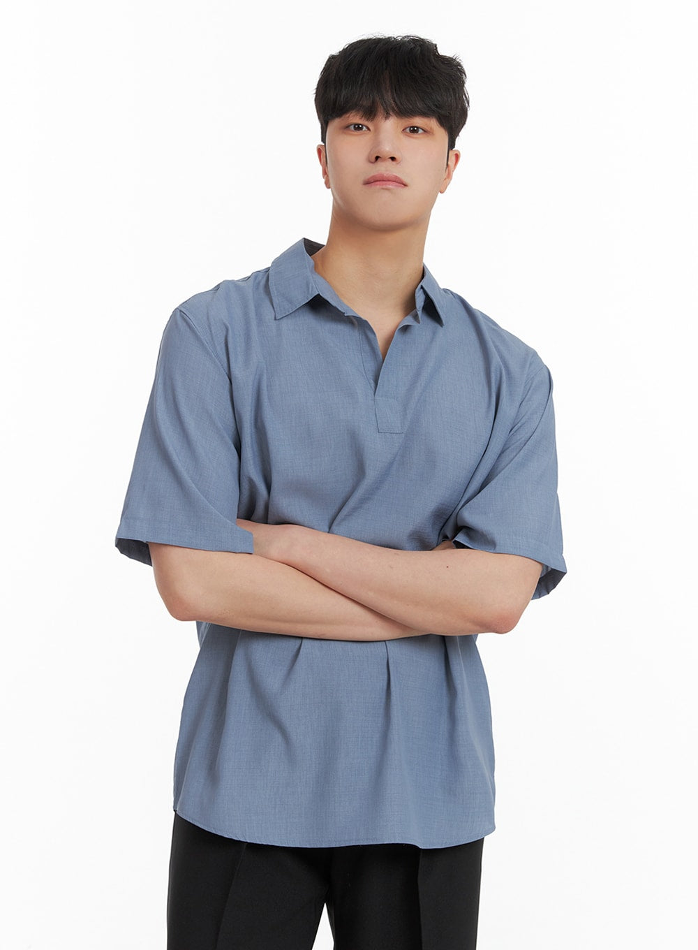 mens-solid-collar-shirt-ia402 / Light blue