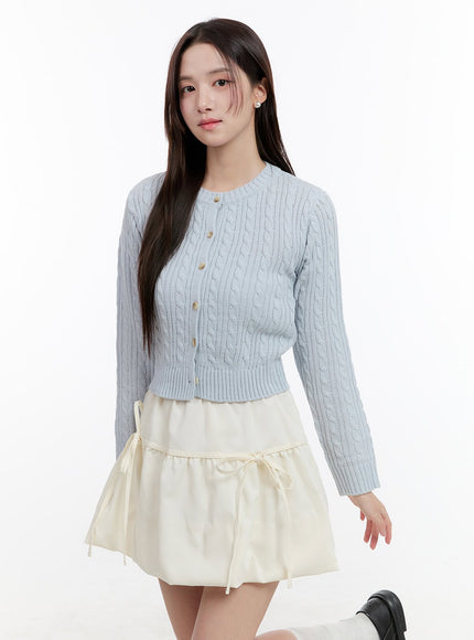 cable-knit-buttoned-cardigan-og429 / Light blue