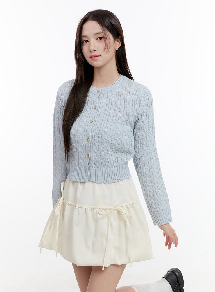 cable-knit-buttoned-cardigan-og429 / Light blue