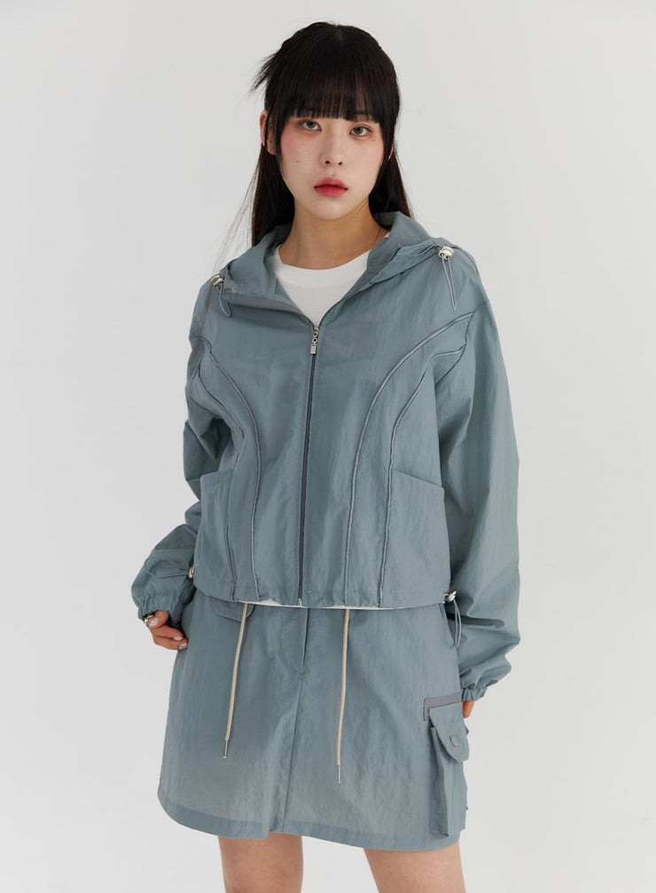 nylon-long-sleeve-hooded-jacket-cs327 / Light blue