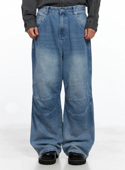 mens-wide-leg-biker-jeans-is510 / Light blue