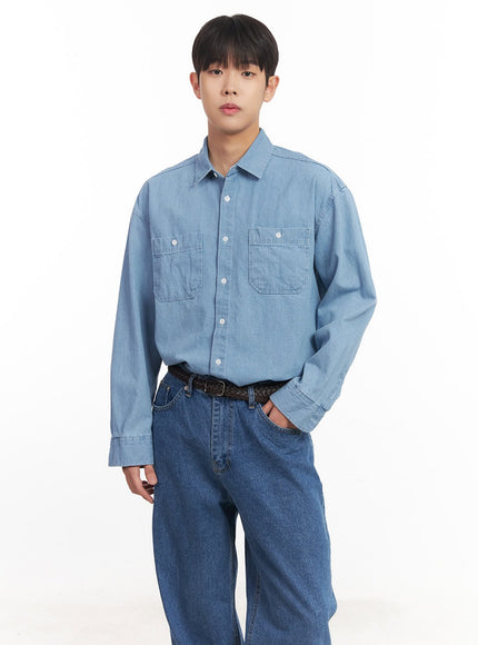 mens-denim-collared-shirt-im527 / Light blue