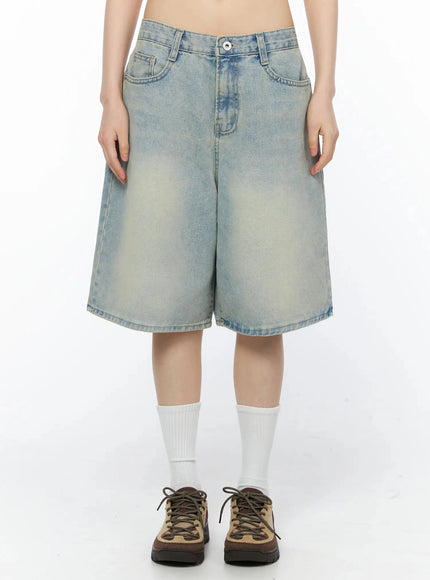 ali-casual-washed-bermuda-shorts-iy525 / Light blue