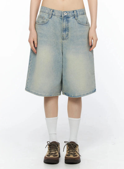 ali-casual-washed-bermuda-shorts-iy525 / Light blue