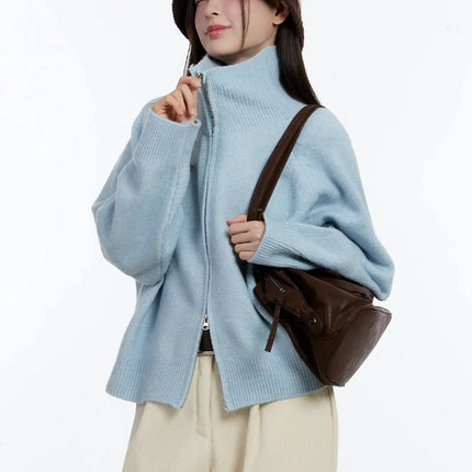 cozy-zip-up-turtleneck-cardigan-id526 / Light blue