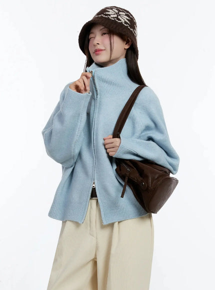 cozy-zip-up-turtleneck-cardigan-id526 / Light blue