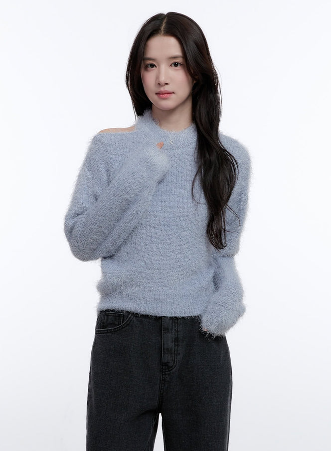 chic-cut-out-sweater-on418 / Light blue