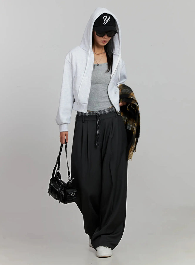 cropped-fleece-zip-up-hoodie-ij502 / Light gray