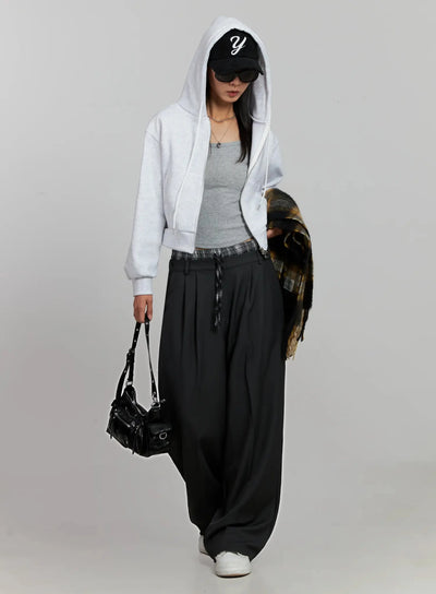 cropped-fleece-zip-up-hoodie-ij502 / Light gray