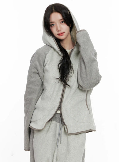 two-tone-hooded-jacket-co522 / Light gray