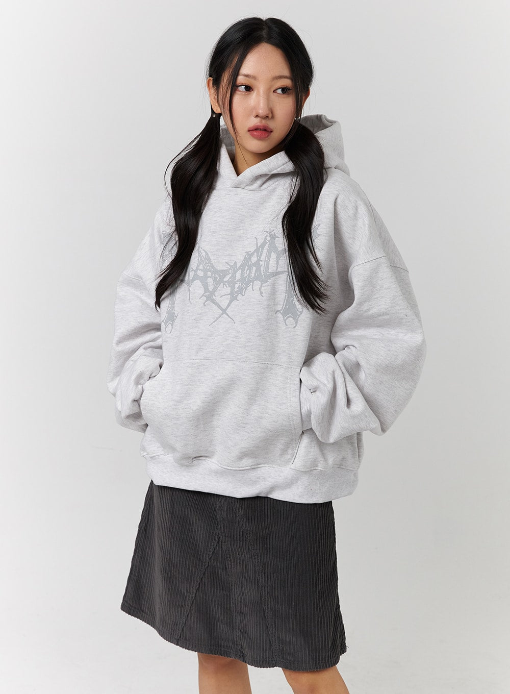 cozy-graphic-oversized-hoodie-cd328 / Light gray