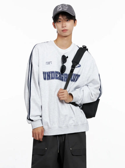 mens-graphic-v-neck-sweatshirt-io516 / Light gray