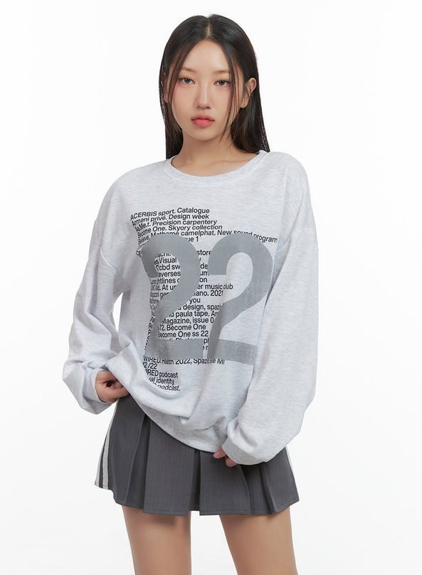 loose-fit-lettering-sweatshirt-co404 / Light gray