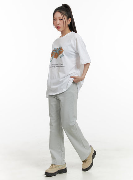 simple-straight-leg-pants-oa415 / Light gray