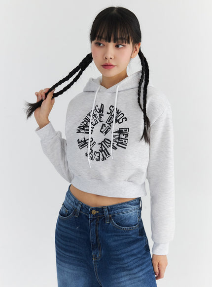 fleeced-graphic-crop-hoodie-cn301 / Light gray