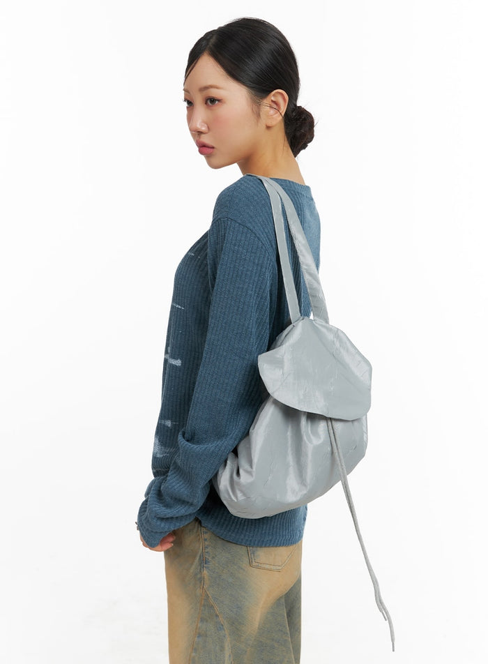 nylon-flap-backpack-cm422 / Light gray