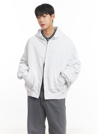 mens-oversize-zip-up-hooded-jacket-im527 / Light gray