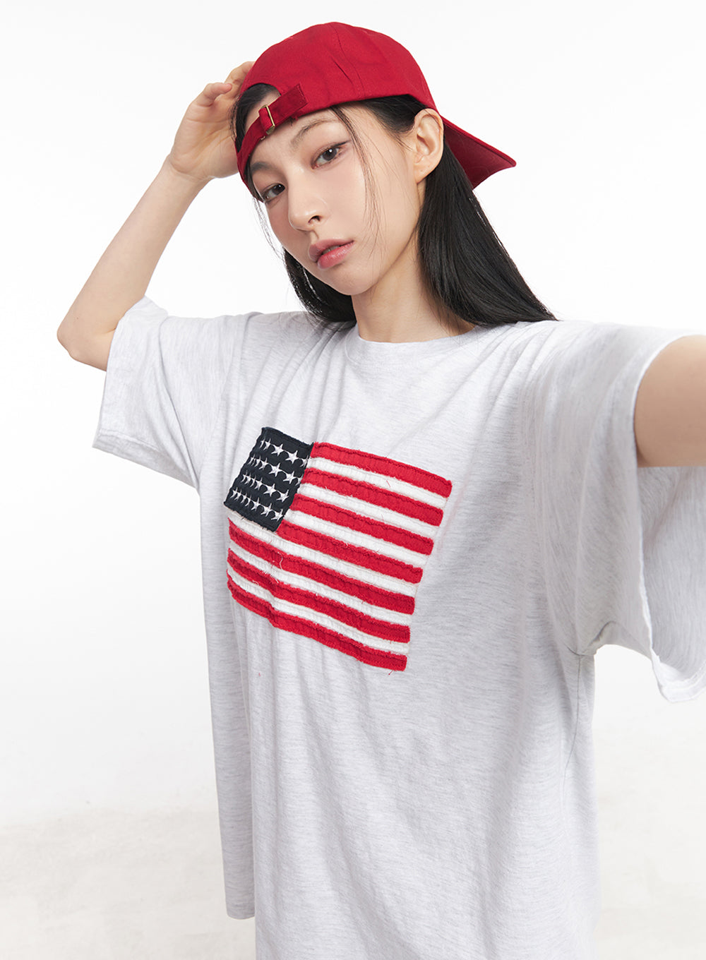 cotton-patch-oversize-t-shirt-iy516 / Light gray