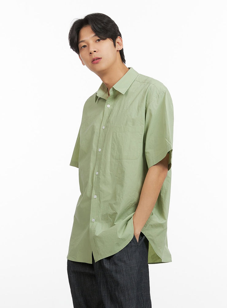 mens-solid-buttoned-shirt-light-green-iy431 / Light green