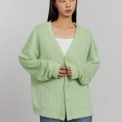 alpaca-knit-cardigan-ij505 / Light green